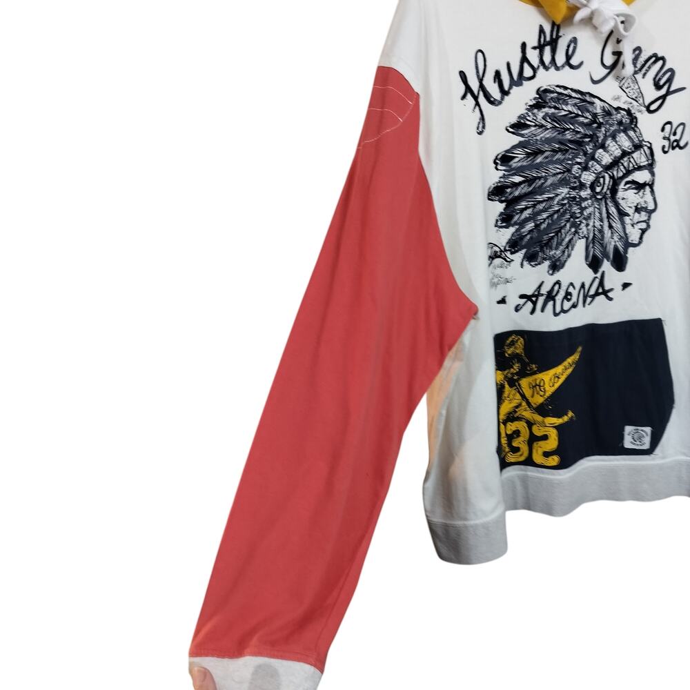 M853) Hustle Gang Arena Beans 32 Colorblock Pullover Graphic Hoodie Tall 3X - Picture 4 of 9